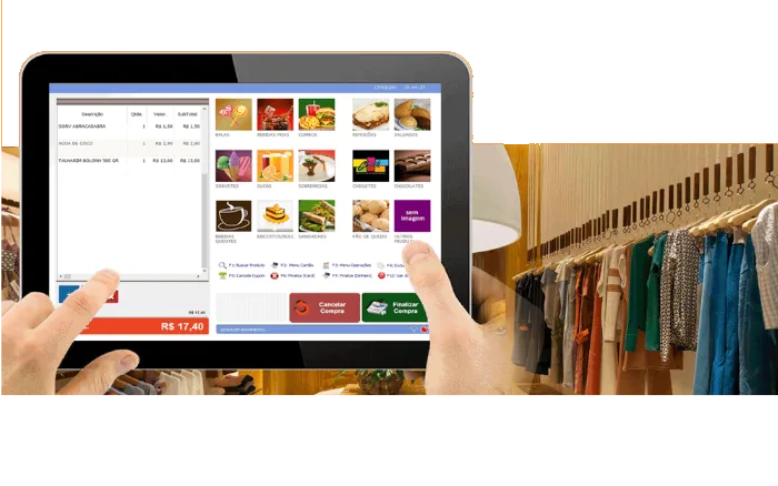 Use o modo touch screen para vender com facilidade e rapidez