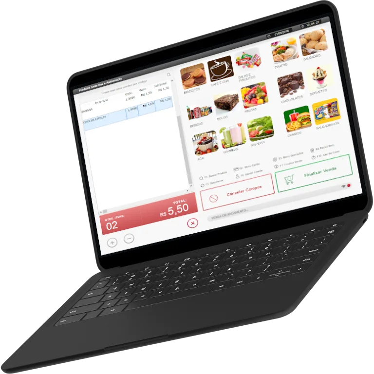 Notebook com o ProPDV em modo touch screen