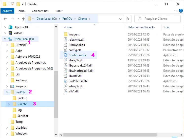 Onde encontro o Configurador do sistema?